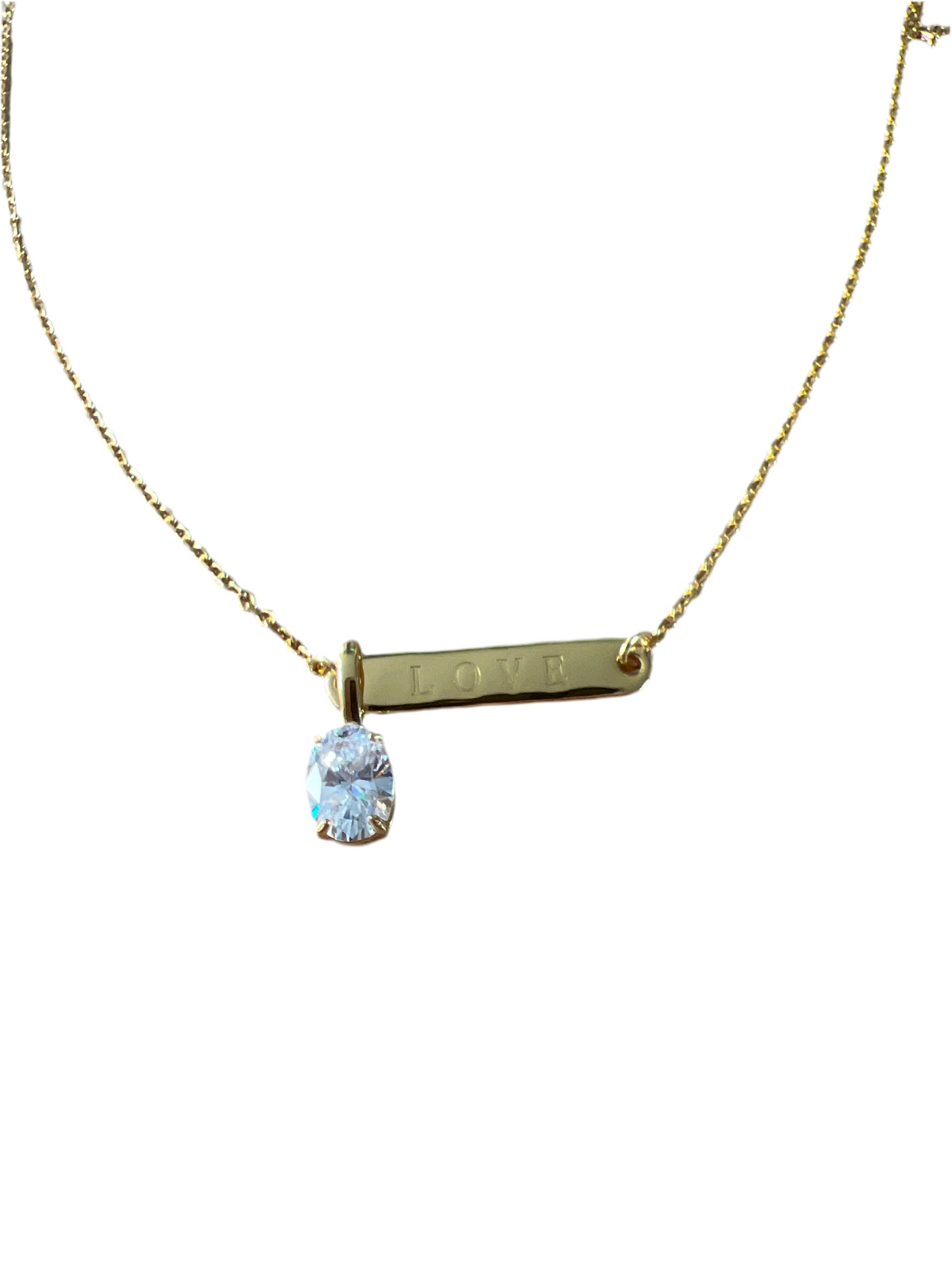 Gemstone Plate Love Necklace