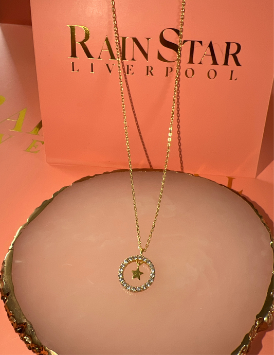 Gold Star Gemstone Necklace