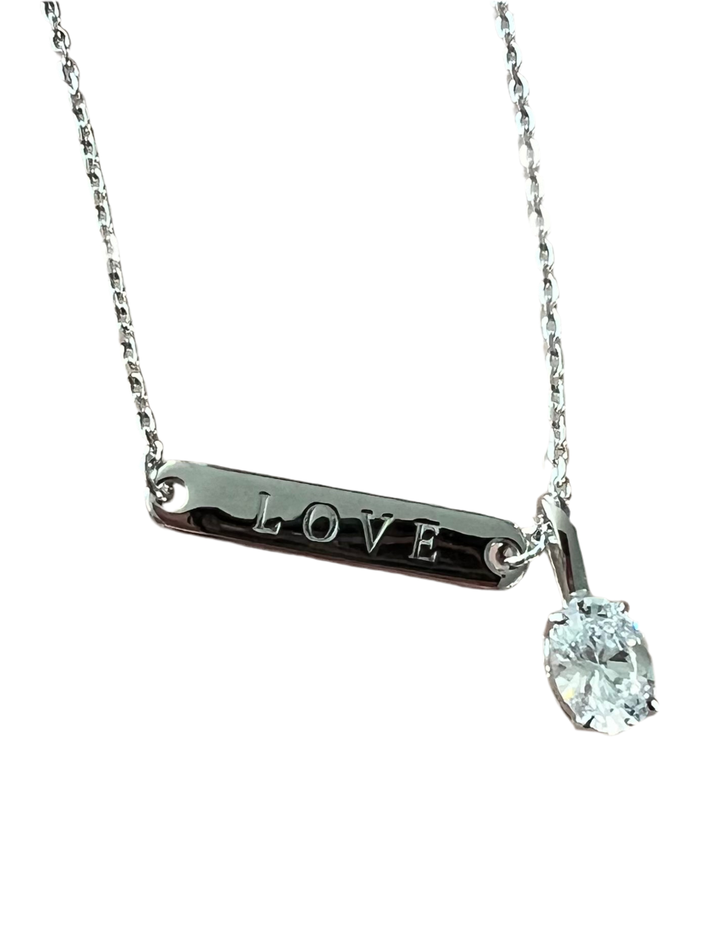 Gemstone Plate Love Necklace