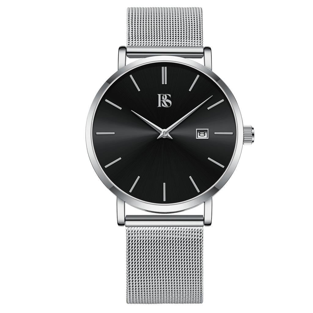 Crevo Silver Watch with Black Dial