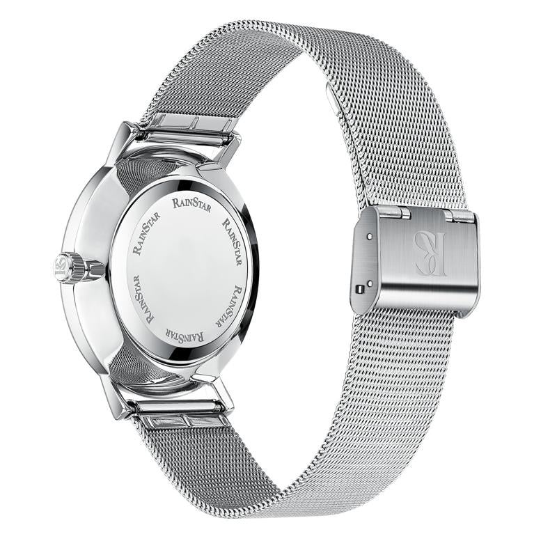 Crevo Silver Watch with Black Dial