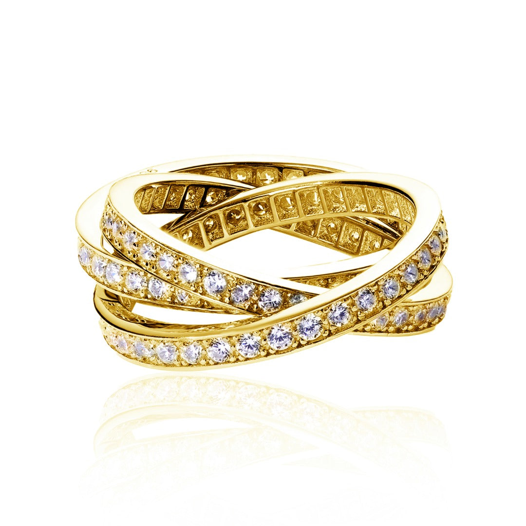 Triple Brand Russian Layered Wedding Ring 18ct Gold