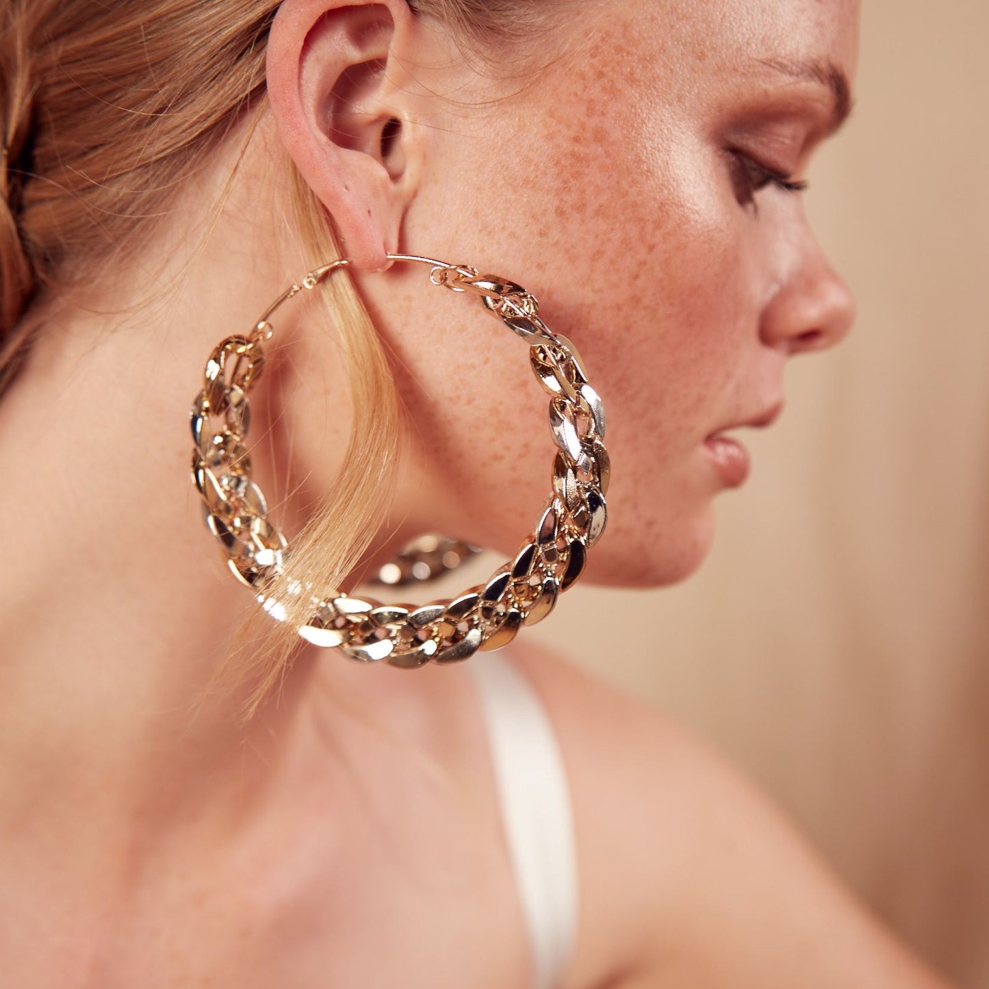 Two Tone Chain Hoops