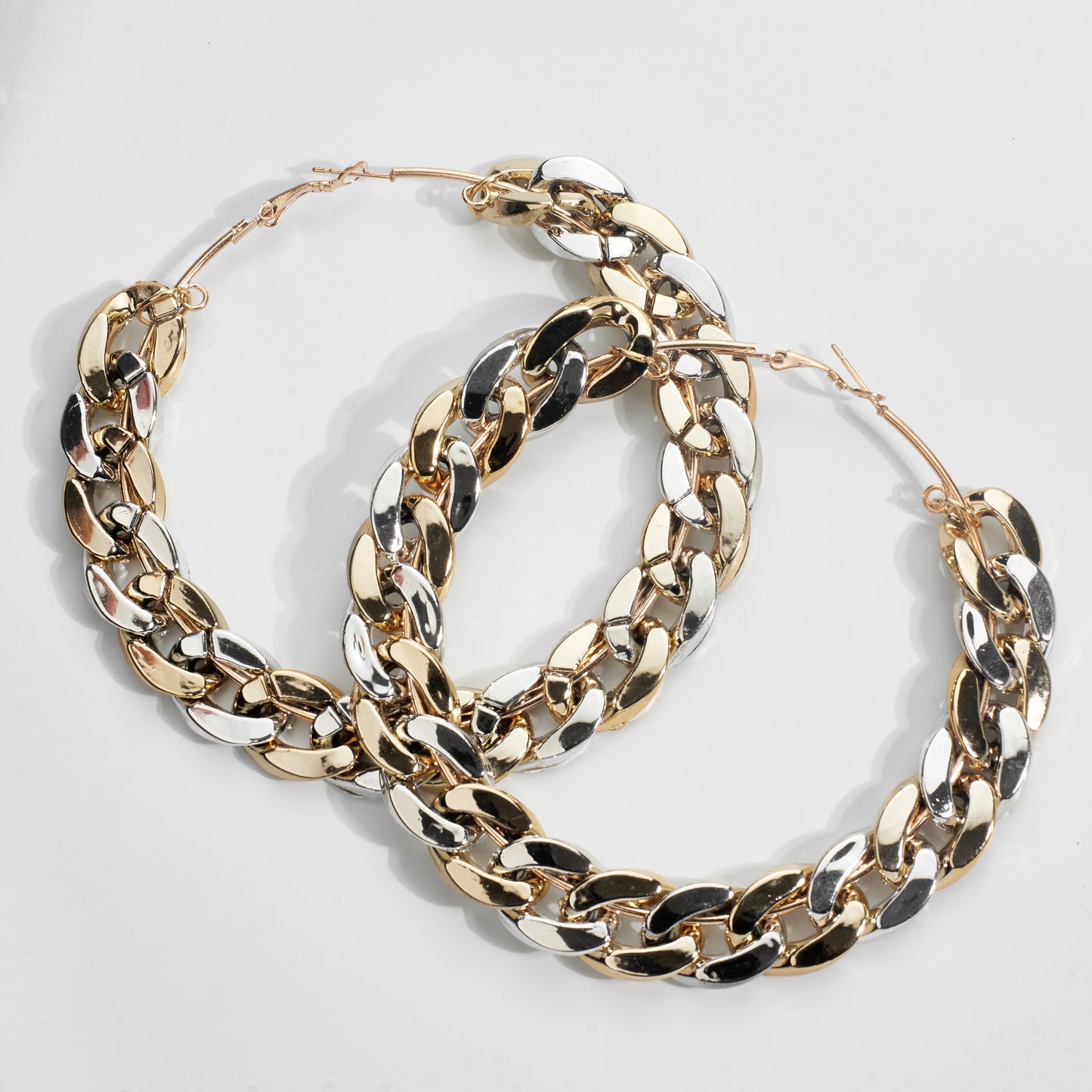 Two Tone Chain Hoops