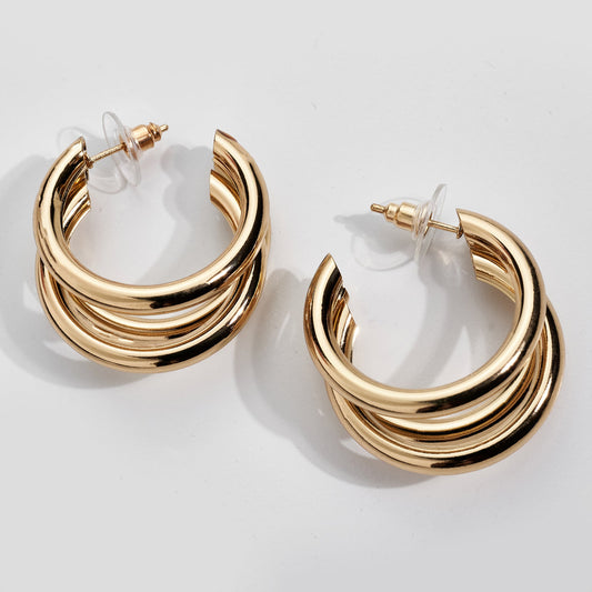 Gold Triple Hoop Earrings