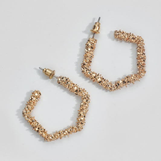Gold Hexagon Earrings