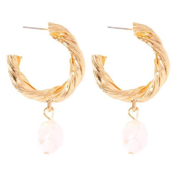 Gold Pearl Hoops
