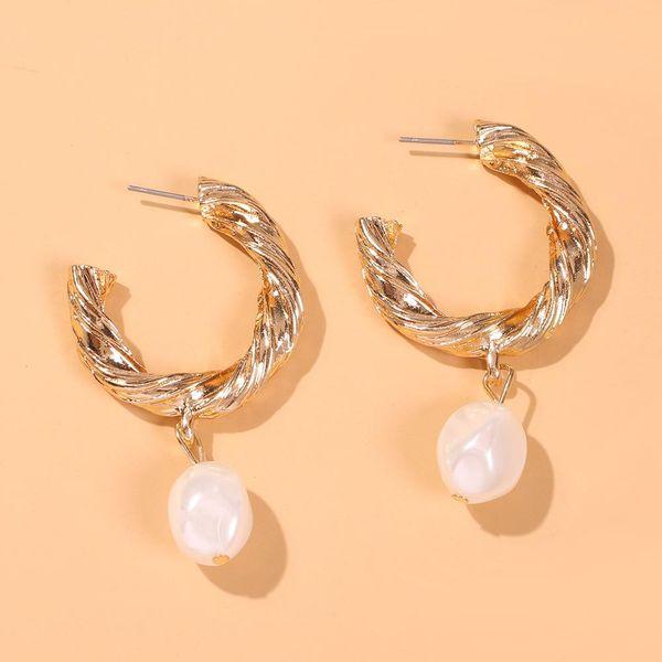 Gold Pearl Hoops