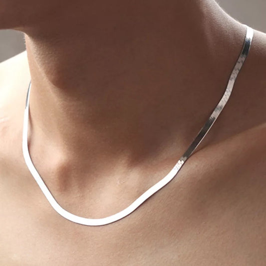Snake Chain Necklace (White Gold)
