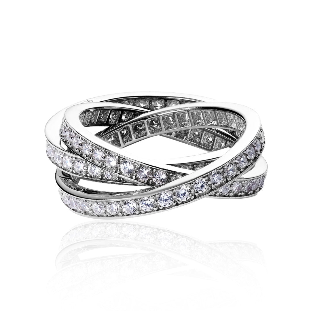 Triple Brand Russian Layered Wedding Ring 18ct White Gold