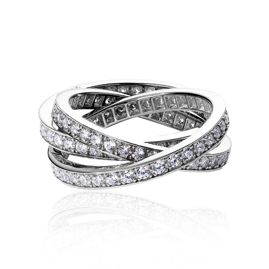 Triple Brand Russian Layered Wedding Ring 18ct White Gold