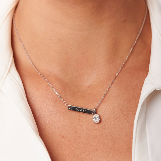 Gemstone Plate Love Necklace