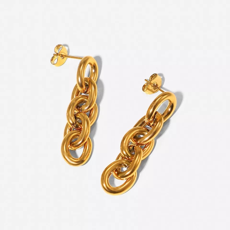 Link Chain Drop Earrings (Gold)