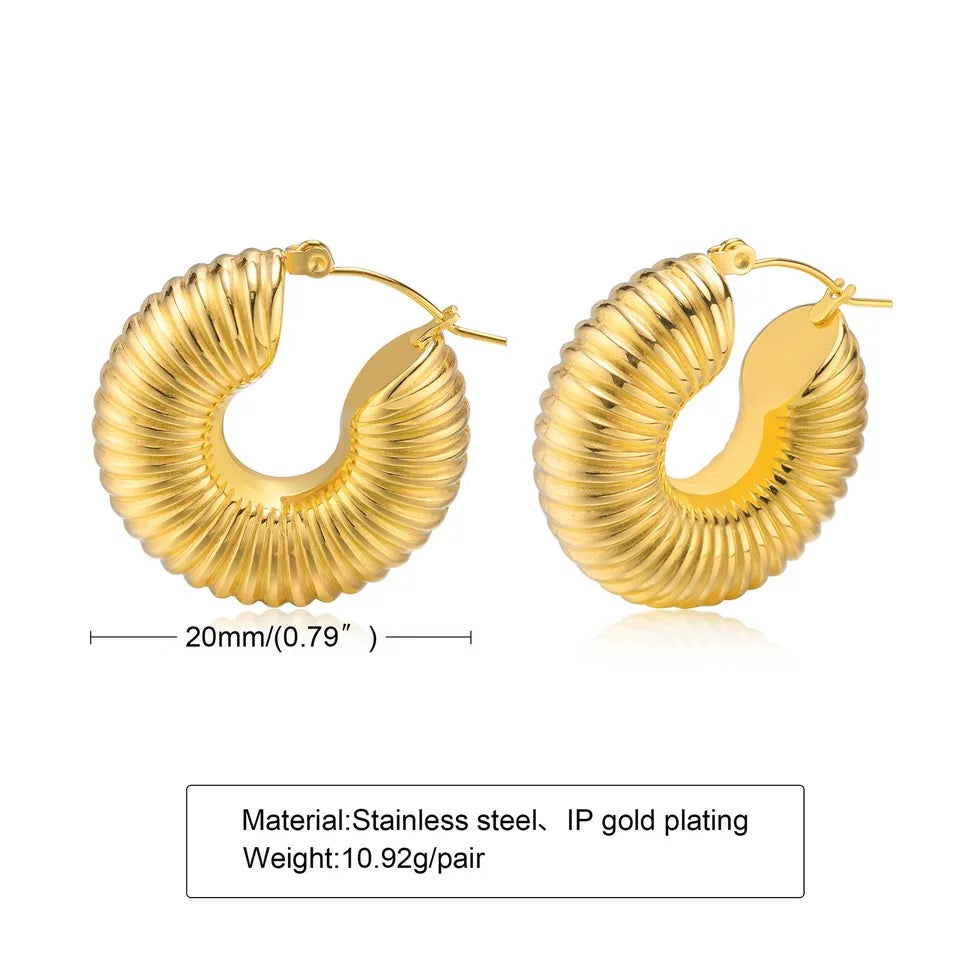 Chunky Threader Hoop Earrings (Gold)