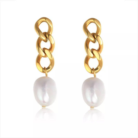 Drop Pearl Earrings (Gold)