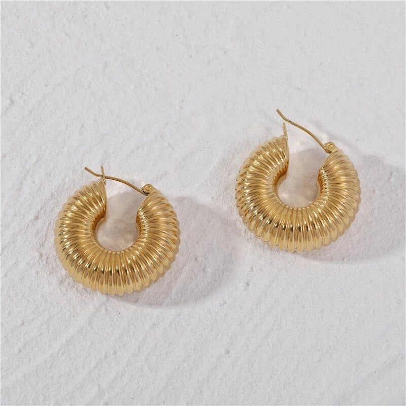 Chunky Threader Hoop Earrings (Gold)
