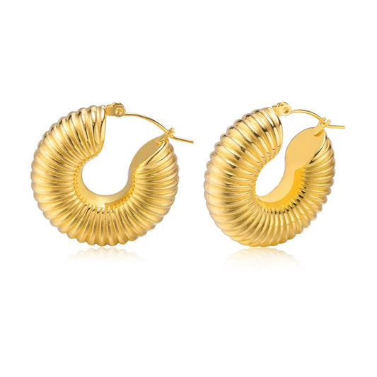 Chunky Threader Hoop Earrings (Gold)