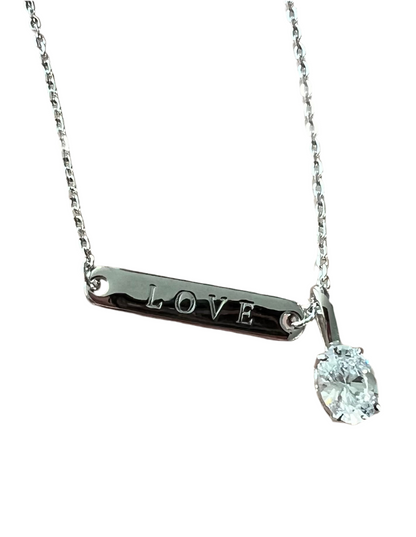 Gemstone Plate Love Necklace