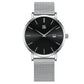 Crevo Silver Watch with Black Dial