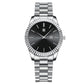 Ravella Watch Link Chain Strap Bracelet Silver Black Dial