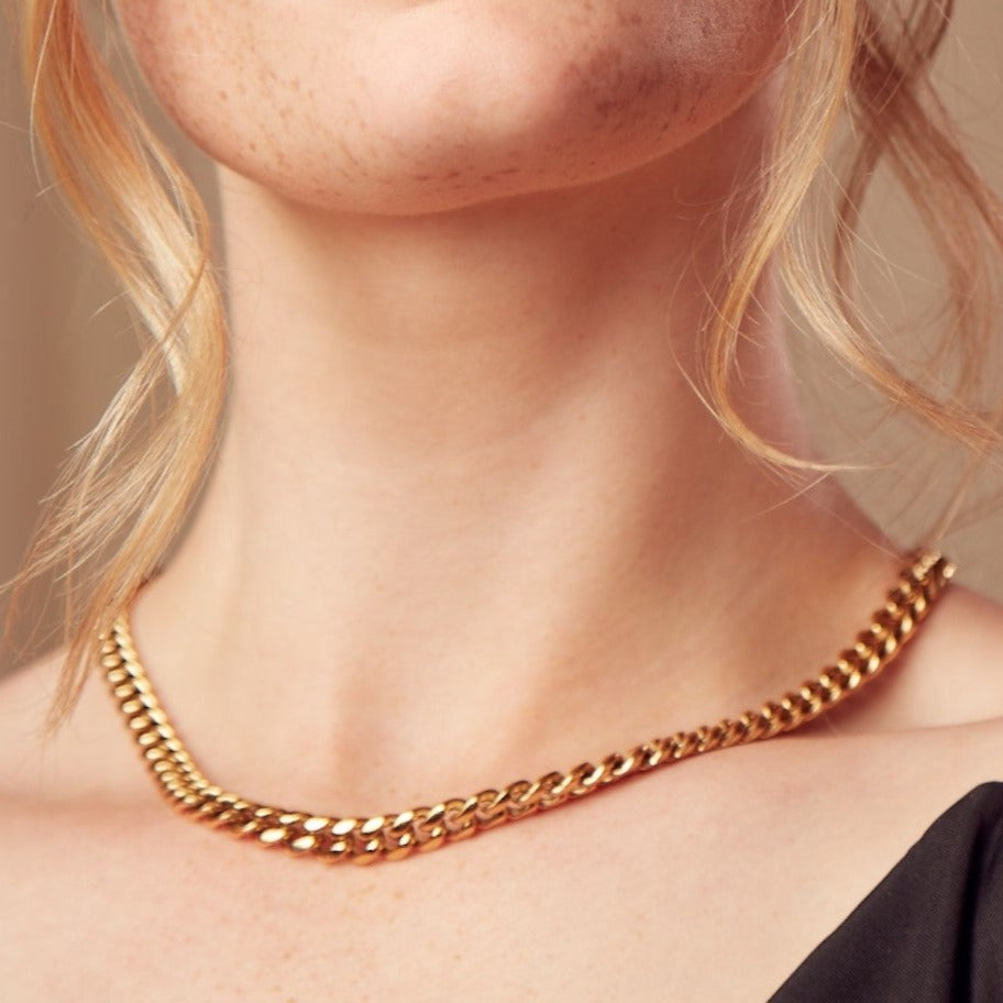 Curb Chain Link Necklace Flat 18ct Gold Plated - Women's Jewellery by ...