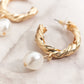 Gold Pearl Hoops