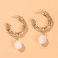 Gold Pearl Hoops